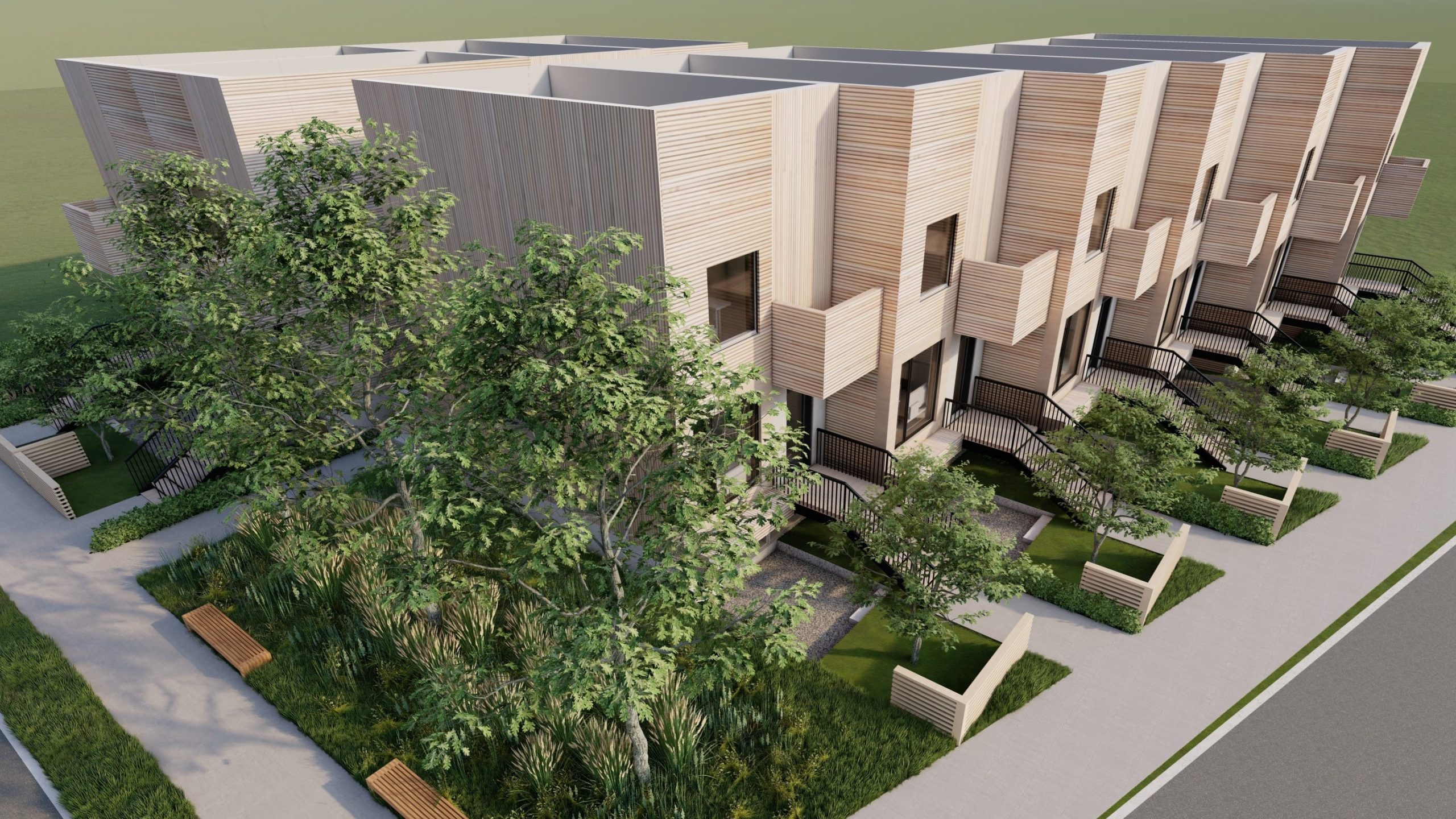 Prefab Townhouse Cluster Arial