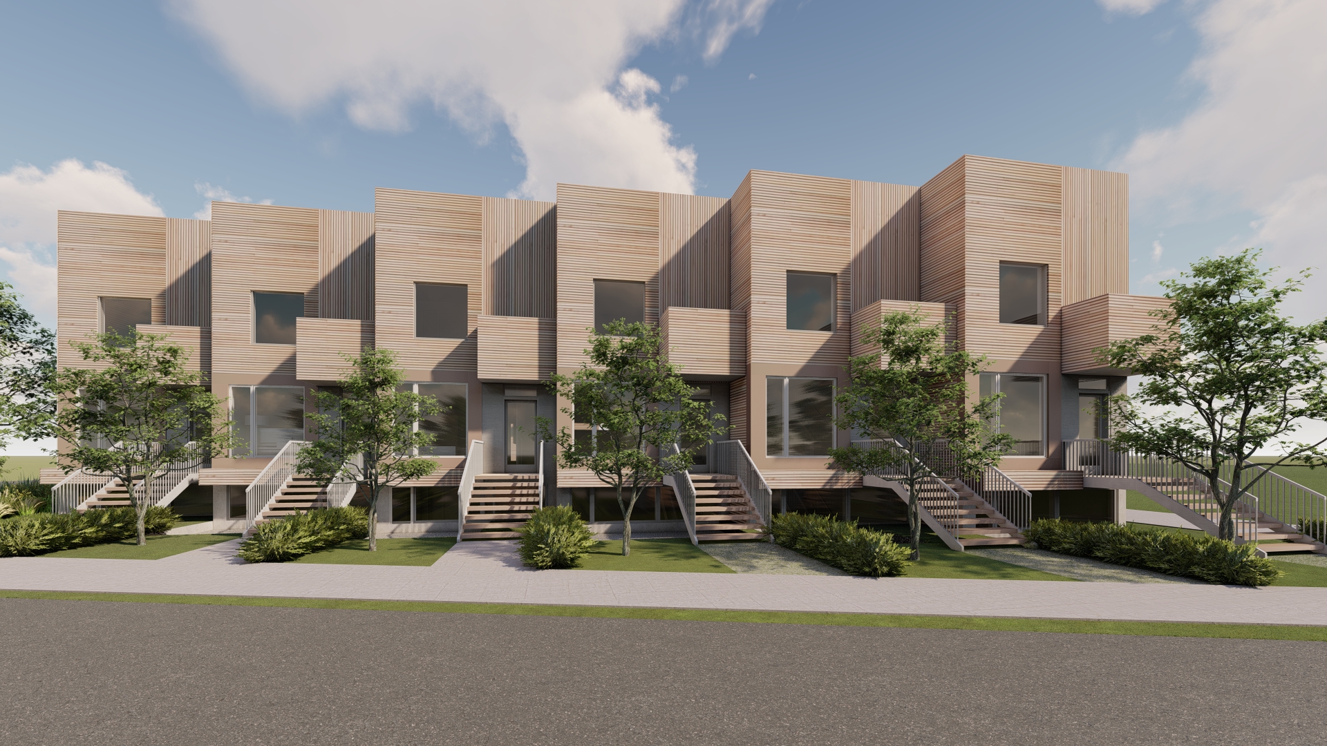 Prefab Townhouse Cluster Wide Angle